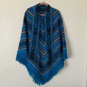 Western Fringed Boho Patterned Poncho